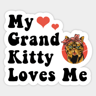 My Grand Kitty Loves Me Grandma of Cats Social Distancing Animal Pet Lover FaceMask Sticker